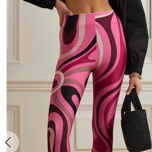 Emilio Pucci Pink Multi Swirl Print Leggings